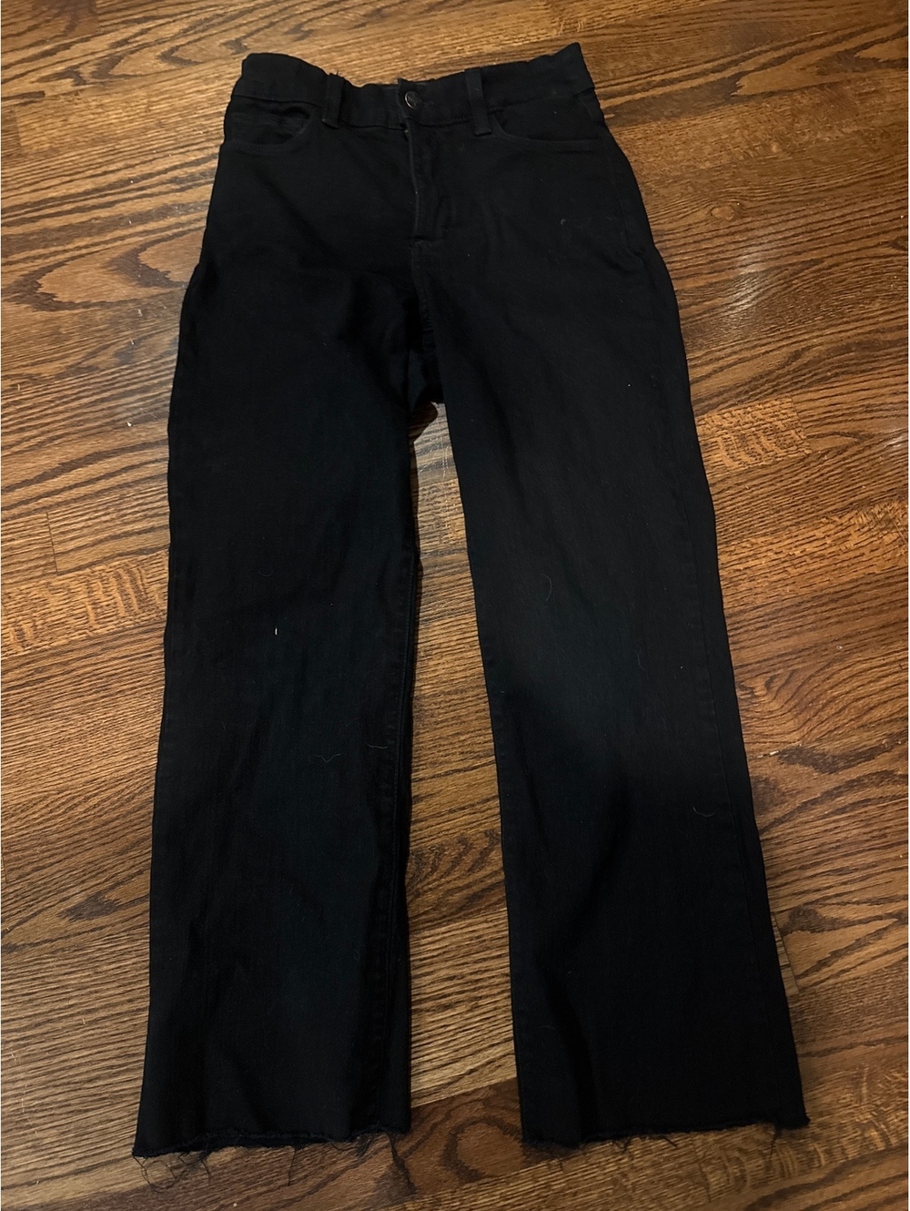 NYDJ Cropped Raw Hem Black Straight Leg Jeans Size 4